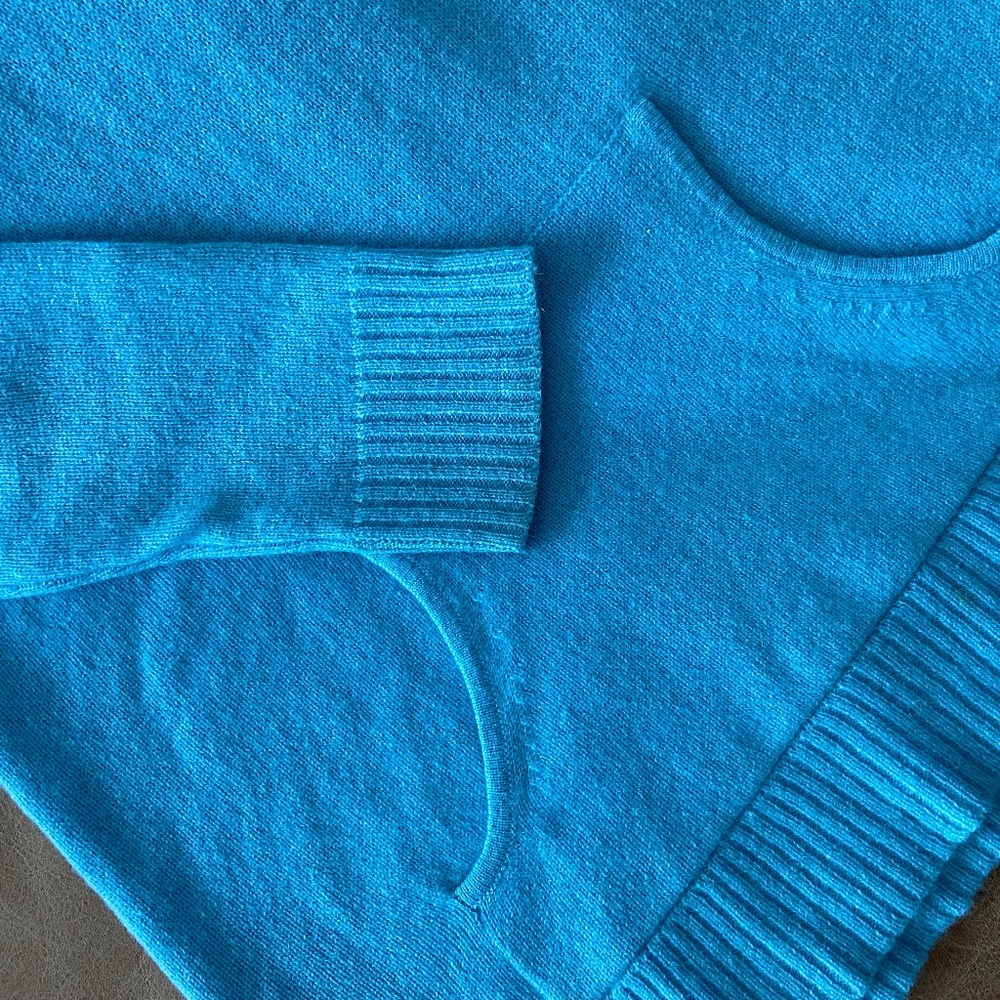 Lord & Taylor cashmere sweater with hoodie and front pocket in blue
